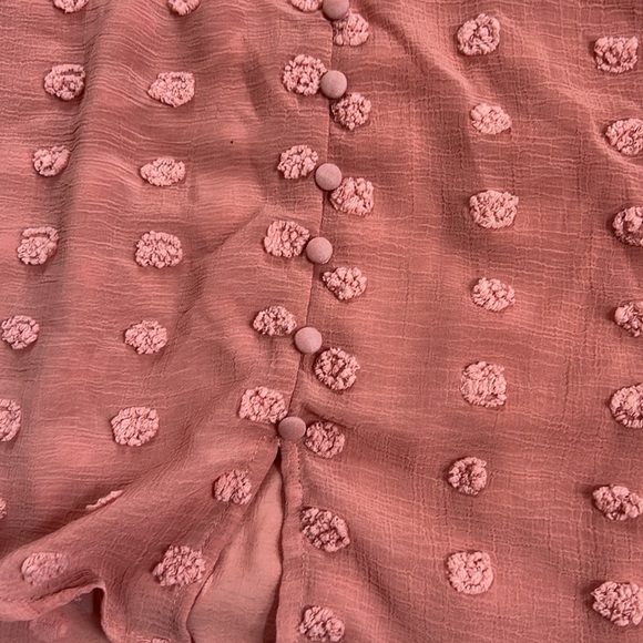 E & M Pink Sheer Polka Dot Top SMALL - Picture 3 of 6